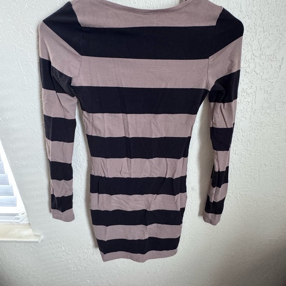 H&M Black and Taupe Striped Mini Dress (Fits like a size 0) - Picture 3 of 3